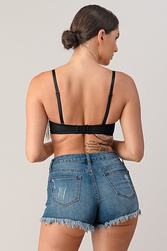 Bra With Fringe Rhinestones