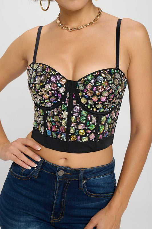 Mix Multi Color Rainbow Stones Bustier