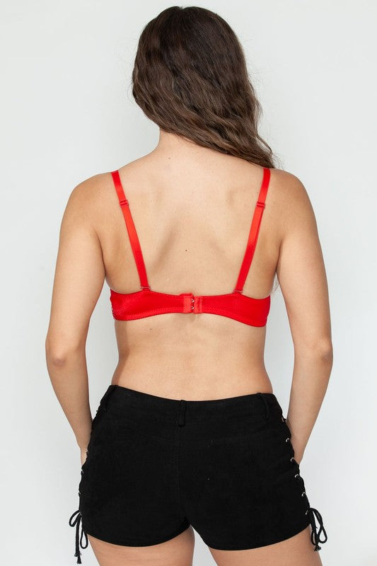 Heart Tassel Fringe Bow Rainbow Stud Mesh Bra