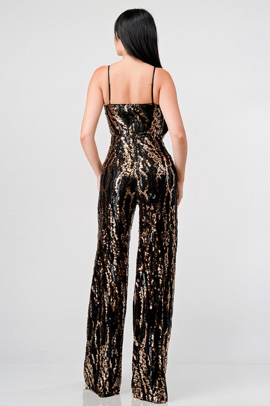 Luxe Wave Sequins Sweetheart Sleeveless Jumpsuit